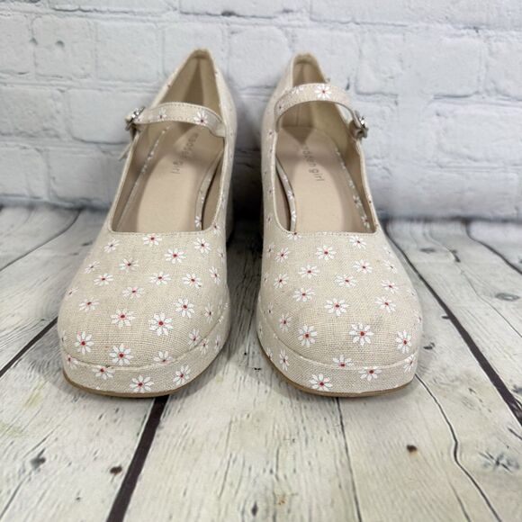 Maiden Platform Floral Fabric Women Size 9.5 Block Mary Jane Cottage Fairy Shoes - Picture 2 of 10